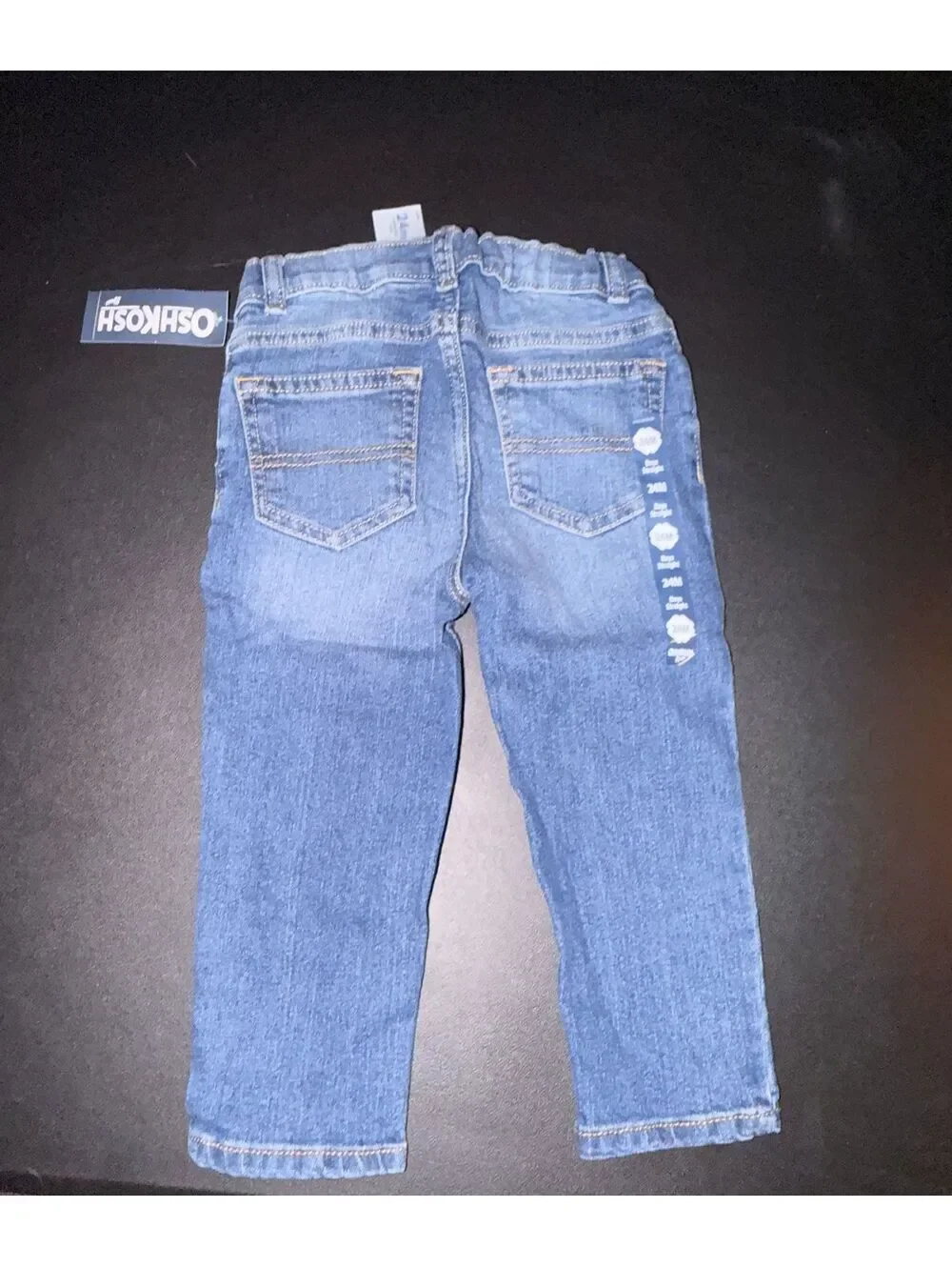 OshKosh B'gosh Boys' Blue Straight Fit Jeans Elastic Waist, Size 24 M, NWT